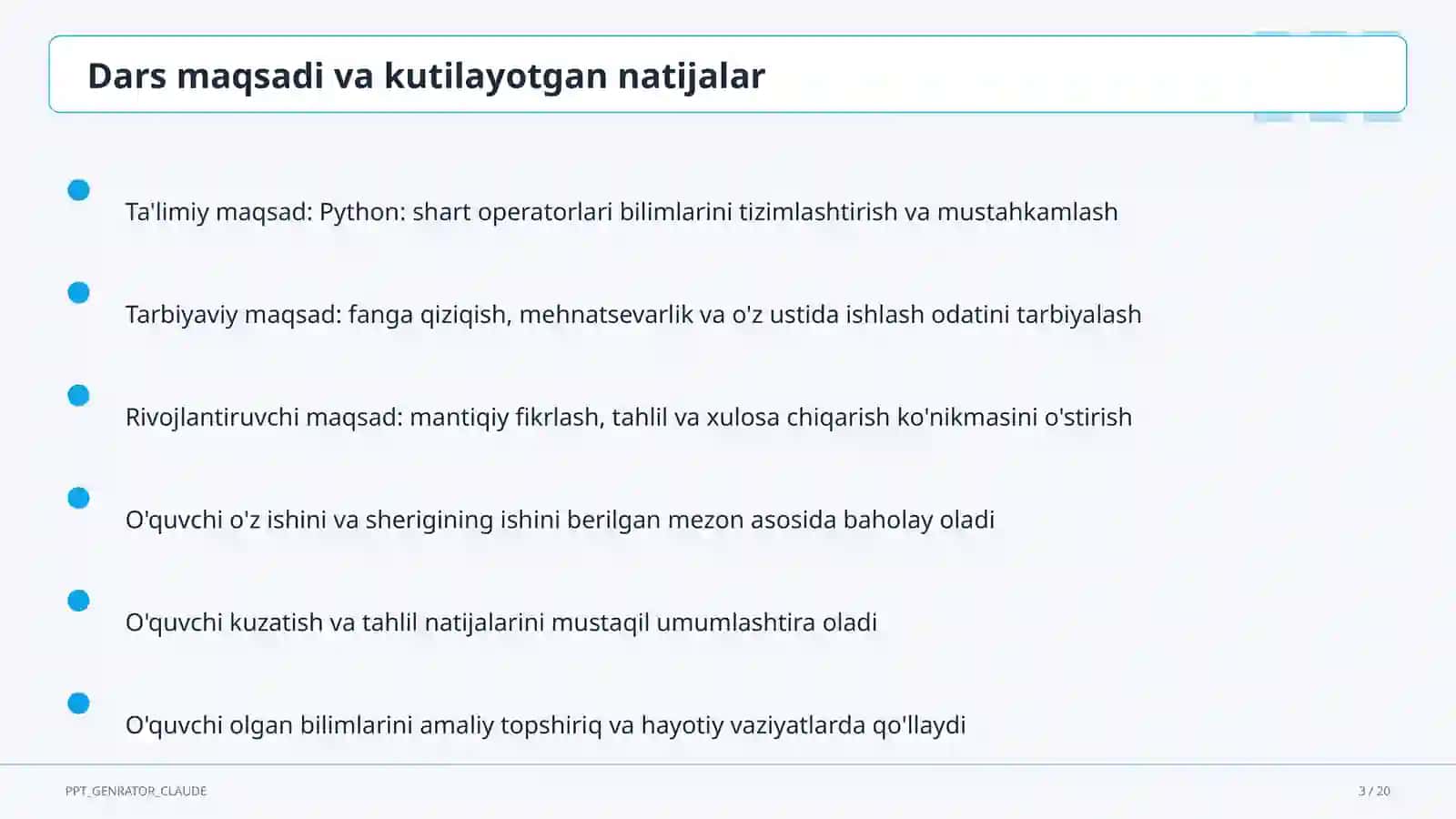 Python: shart operatorlari (8-sinf) 3