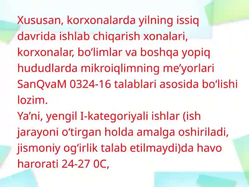 Yuqorixaroratdada ishlovchilar uchun profilaktik rasion tuzish 3