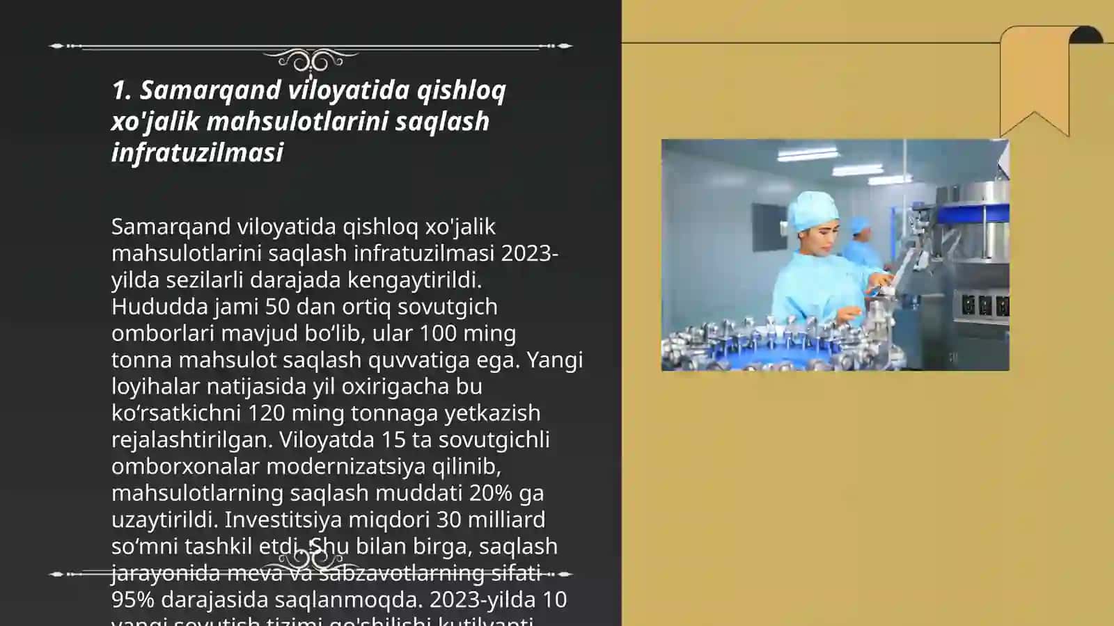 Samarqand viloyatida qishloq xojalik mahsulotlarini saqlash xizmatini tashkil etish 3