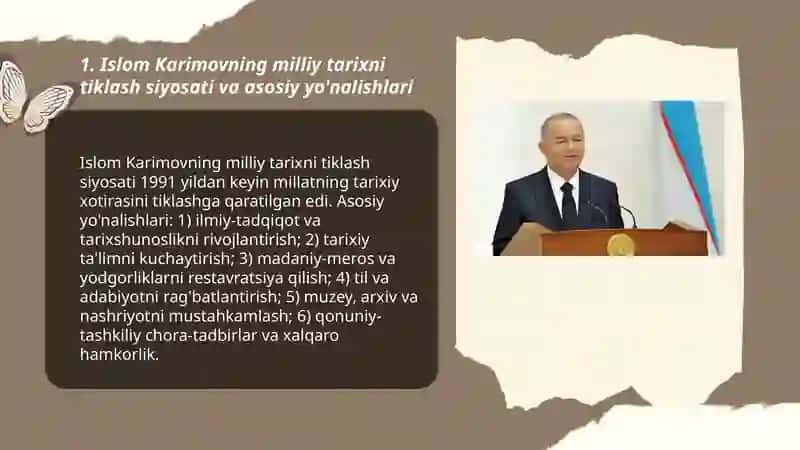 Islom Karimovning ajdodlar me'rosi va milliy qadriyatlarni tiklash borasidagi xizmati 3