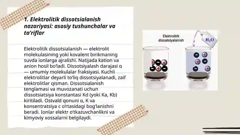 Elektrolitik dissotsialanish nuqtai nazaridan kislota asos tuzlarning xossalari 3
