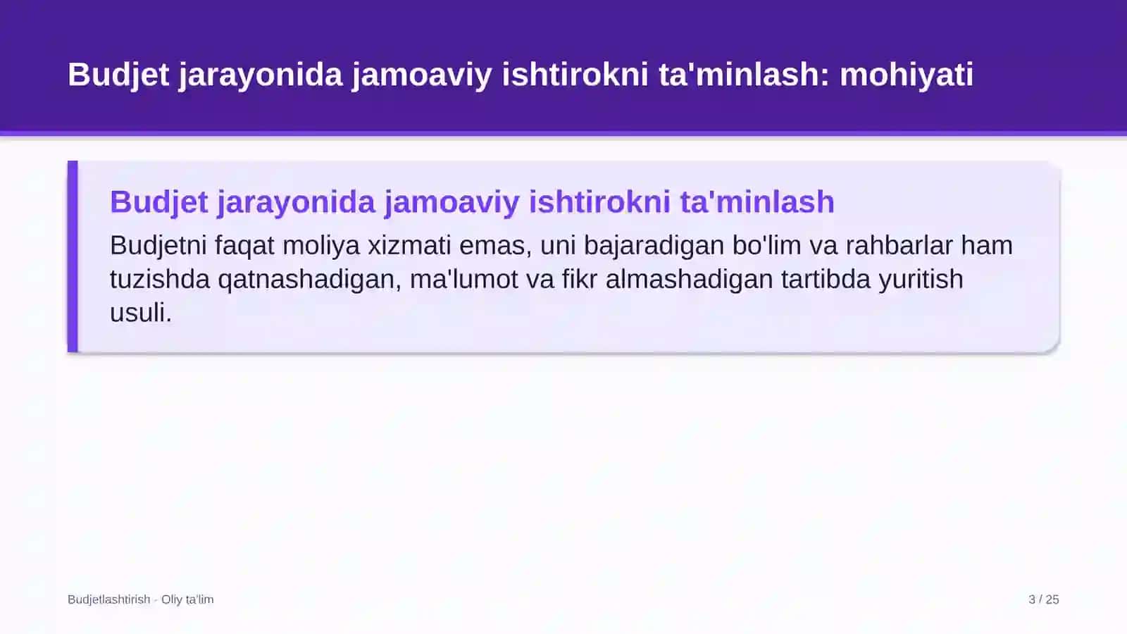 Ekskursiya byurolarida budjet jarayonida jamoaviy ishtirokni ta'minlash 3