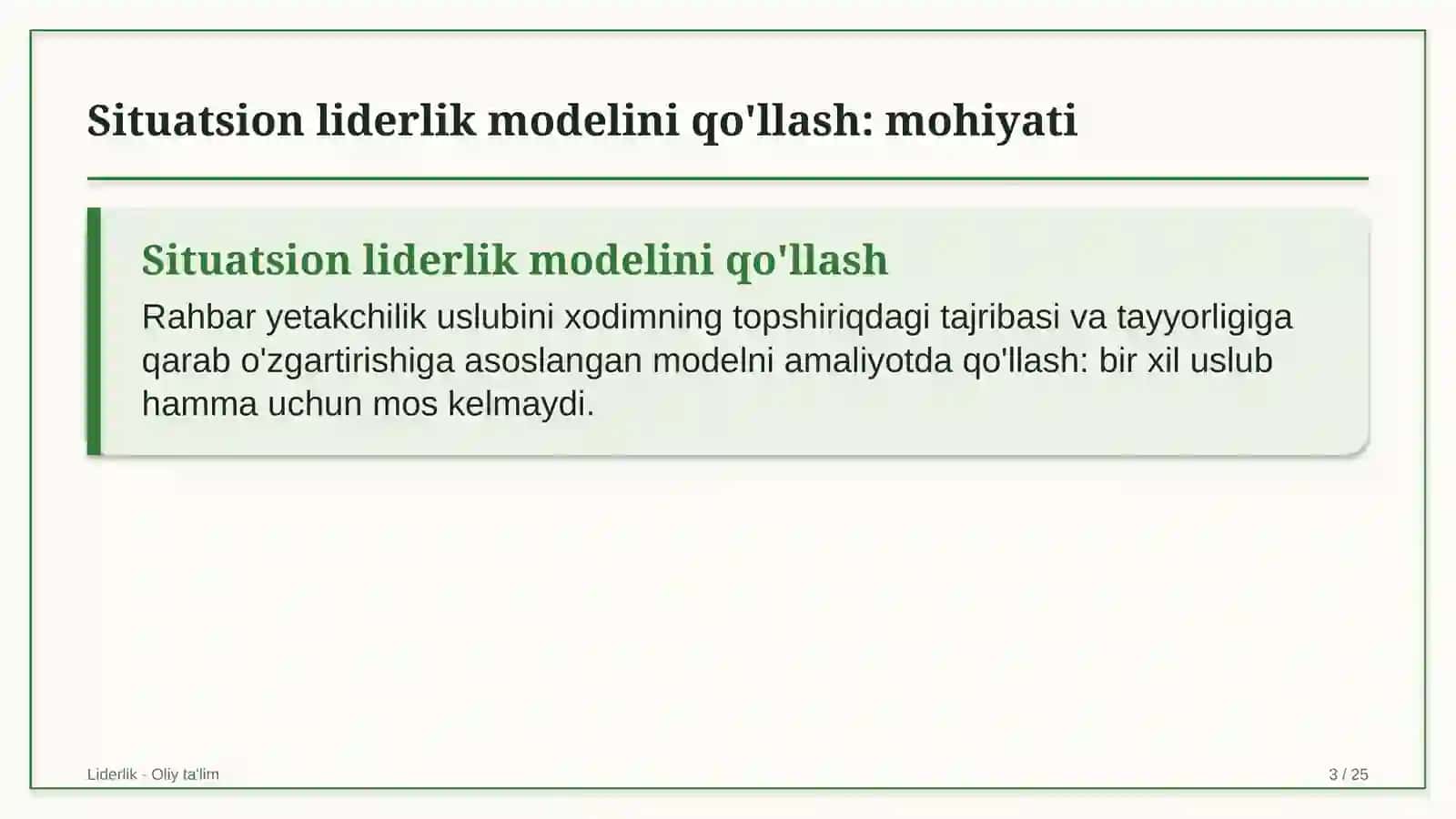 suyultirilgan gaz ishlab chiqarishda situatsion liderlik modelini qo'llash 9259 3
