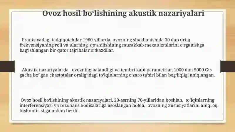 Ovoz hosil boʻlishining akustik nazariyalari 3