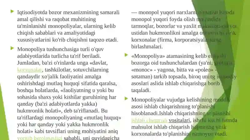 Monopoliyavaularning amalqilish va tartibga solish xususiyatlari 3