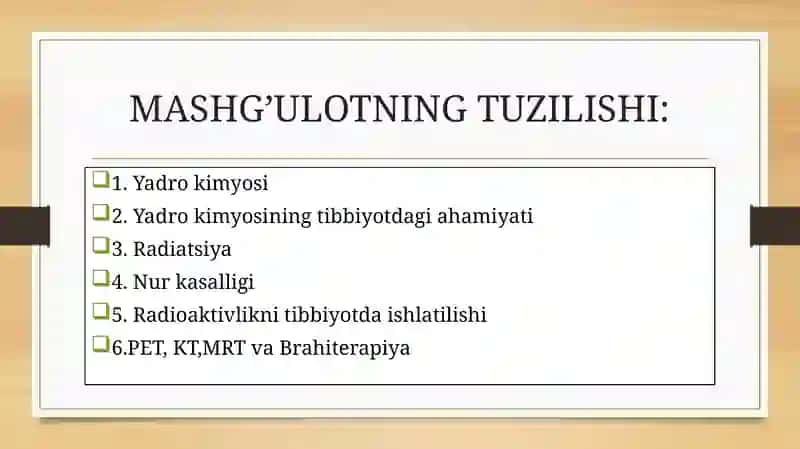 Yadro kimyosi va uning tibbiyotdagi ahmiyati 3