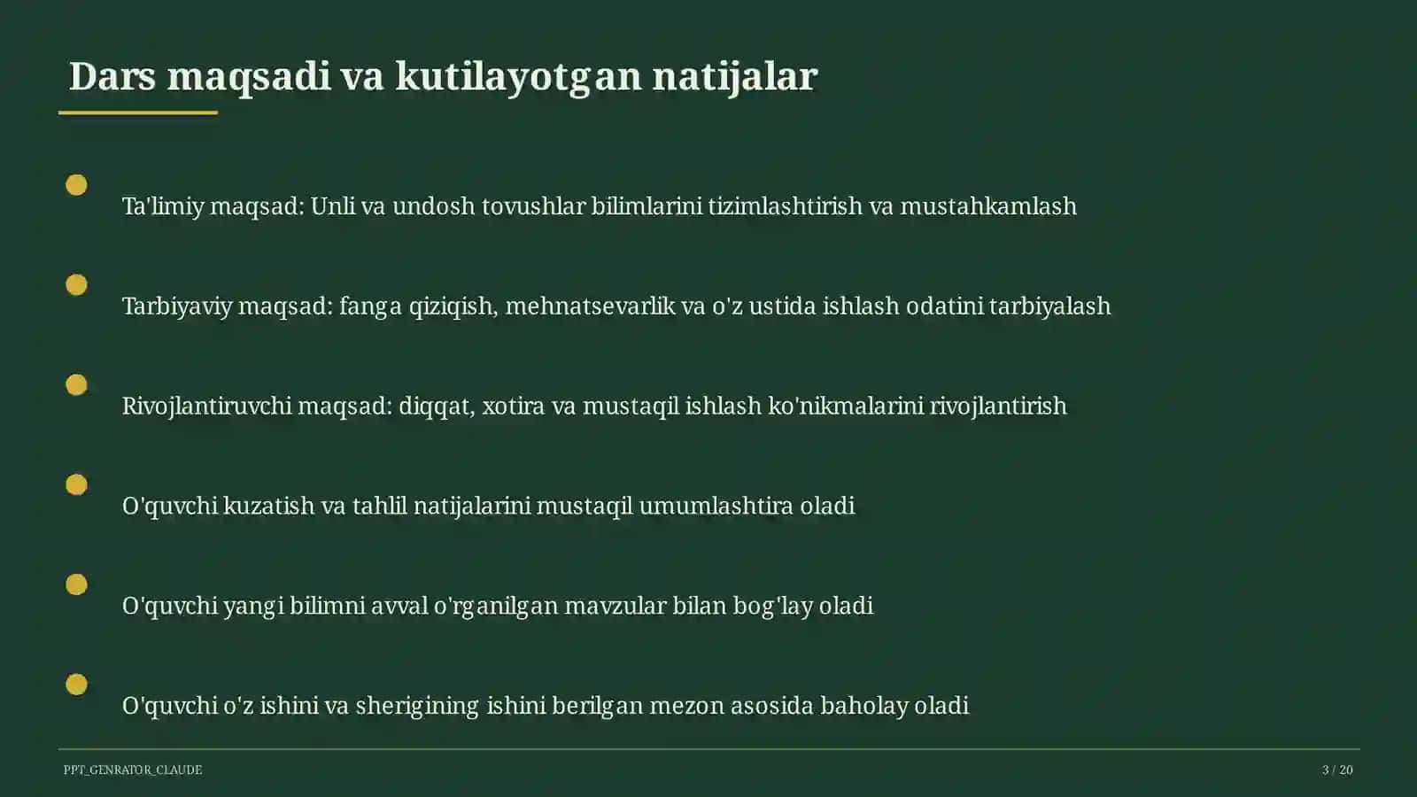 Unli va undosh tovushlar (1-sinf) 3