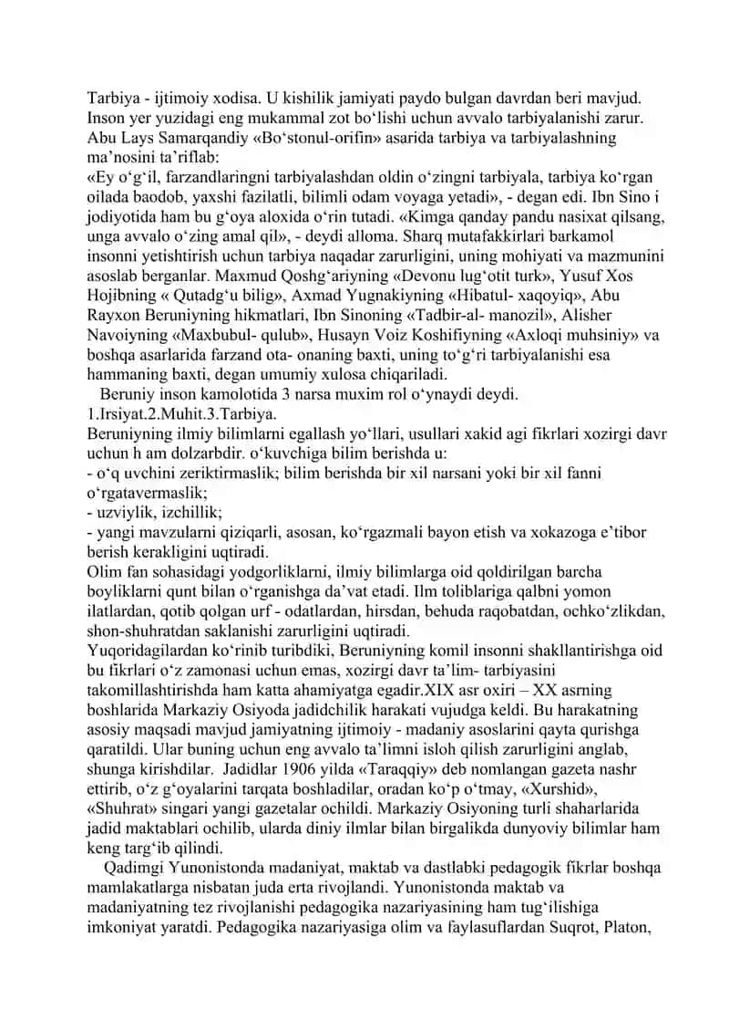 Insoniyat tarixida tarbiya va ta'limning rivojlanish bosqichlari 3
