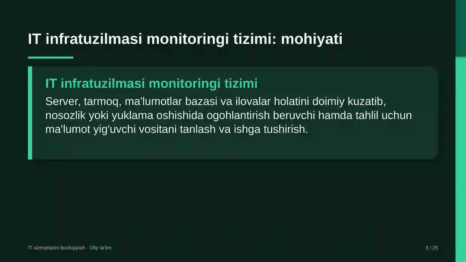 tez tibbiy yordam xizmatida axborot texnologiyalari infratuzilmasi monitoringi tizimini joriy etish 5712 3