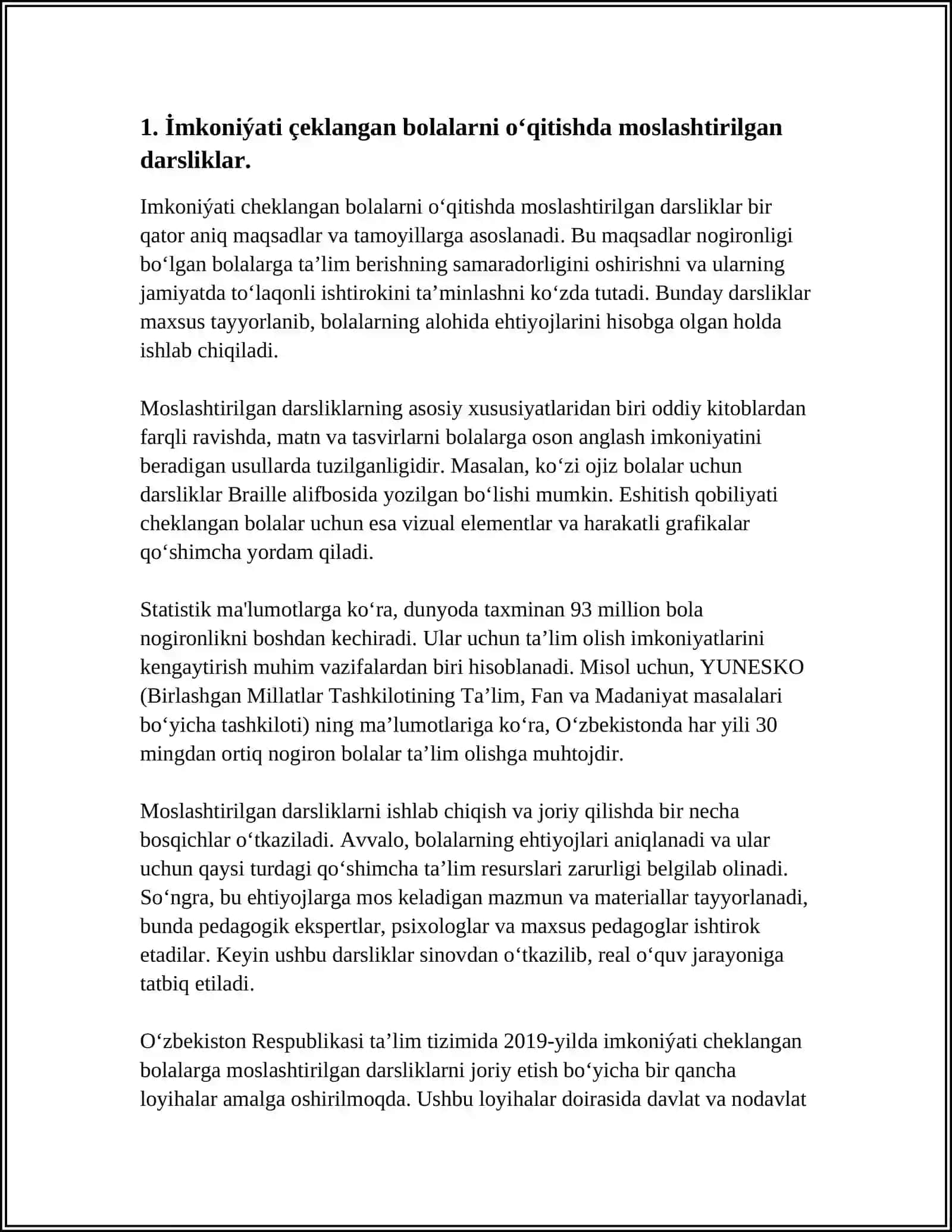 IMKONIYATI CHEKLANGAN BOLALARINI OʻQITISHDA QOʻLLANILADIGAN TAʼLIM VOSITALARI AHAMIYATI VA MOHIYATI 3