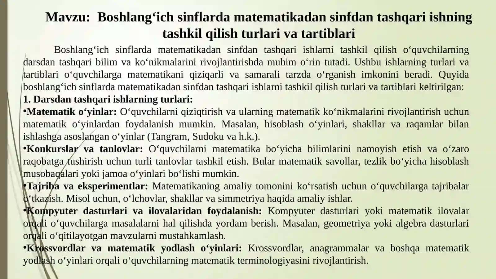Sinfdan tashqari ishlar 3