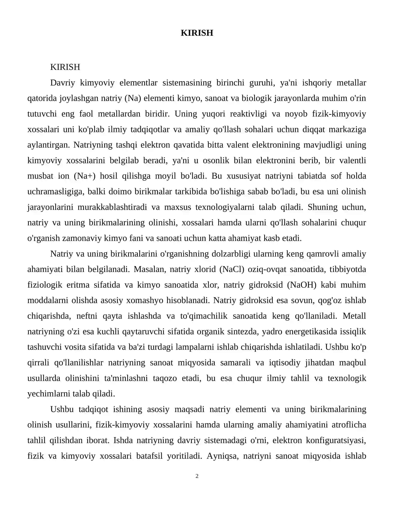 Natriy va uning birkmalarini olinish hossalari 3