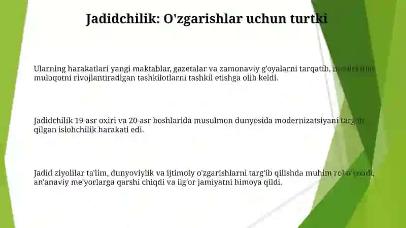 Jadid ma'rifatparvarlarining ólka ijtimoiy-ma'naviy hayotida turgan órni 3