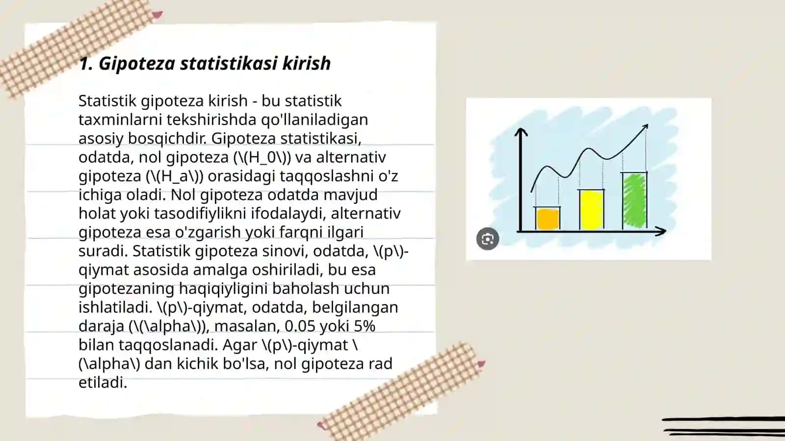 STATISTIK GIPOTEZA: ILGARI SURISH VA UNI STYUDENT TAQSIMOTI KRITIK QIYMATLARINI HISOBLASH ASOSIDA TEKSHIRISH 3