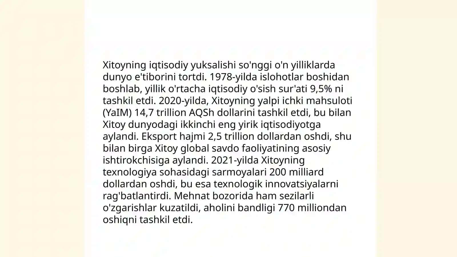 Xitoy:yuksalish va inqiroz o'rtasida 3