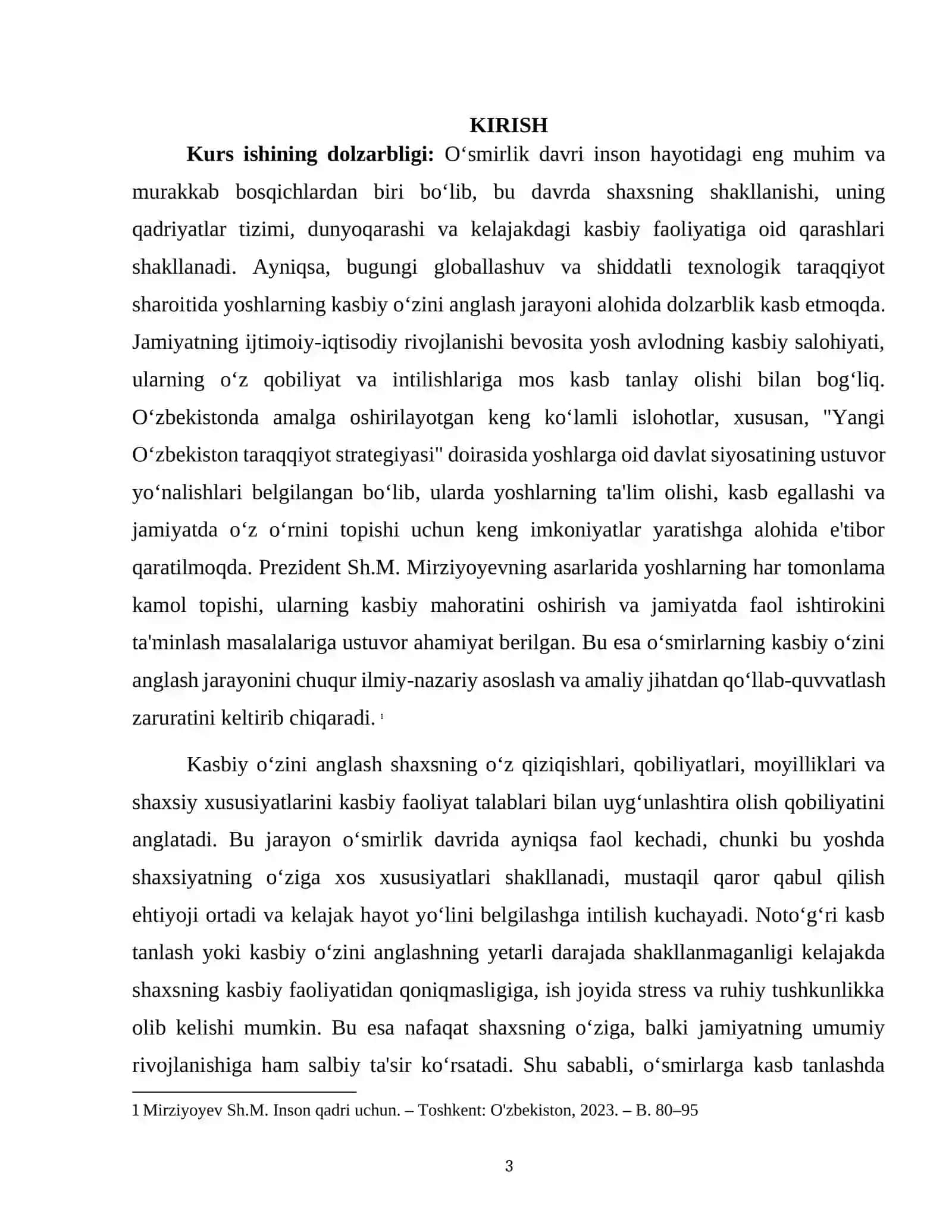 Ontogeniz Psixologiyasi Fanidan O‘smirlik Davrida Kasbiy O‘zini Anglash Jarayoni Kurs Ishi 3