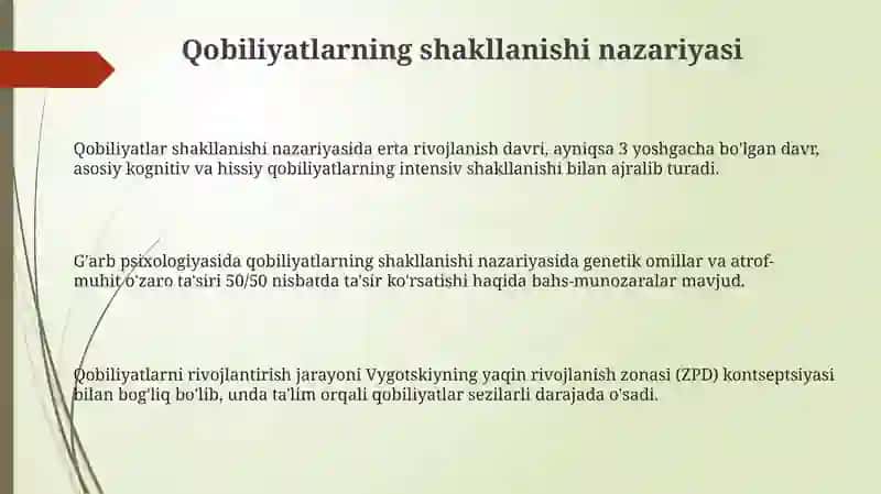 Qobiliyatlarning shakllanishi nazariyasi 3