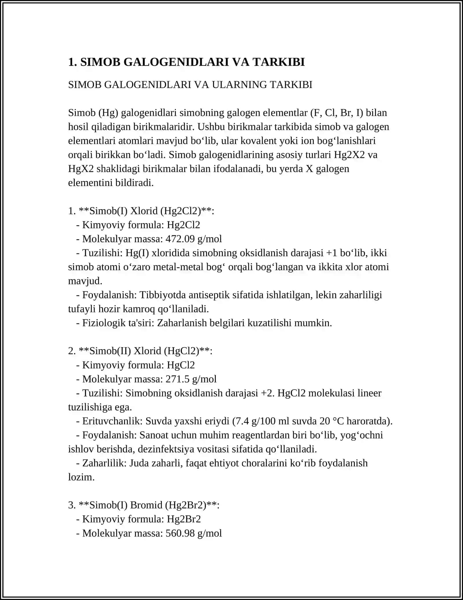 Simob (I) Xlorid (Hg2Cl2) 3