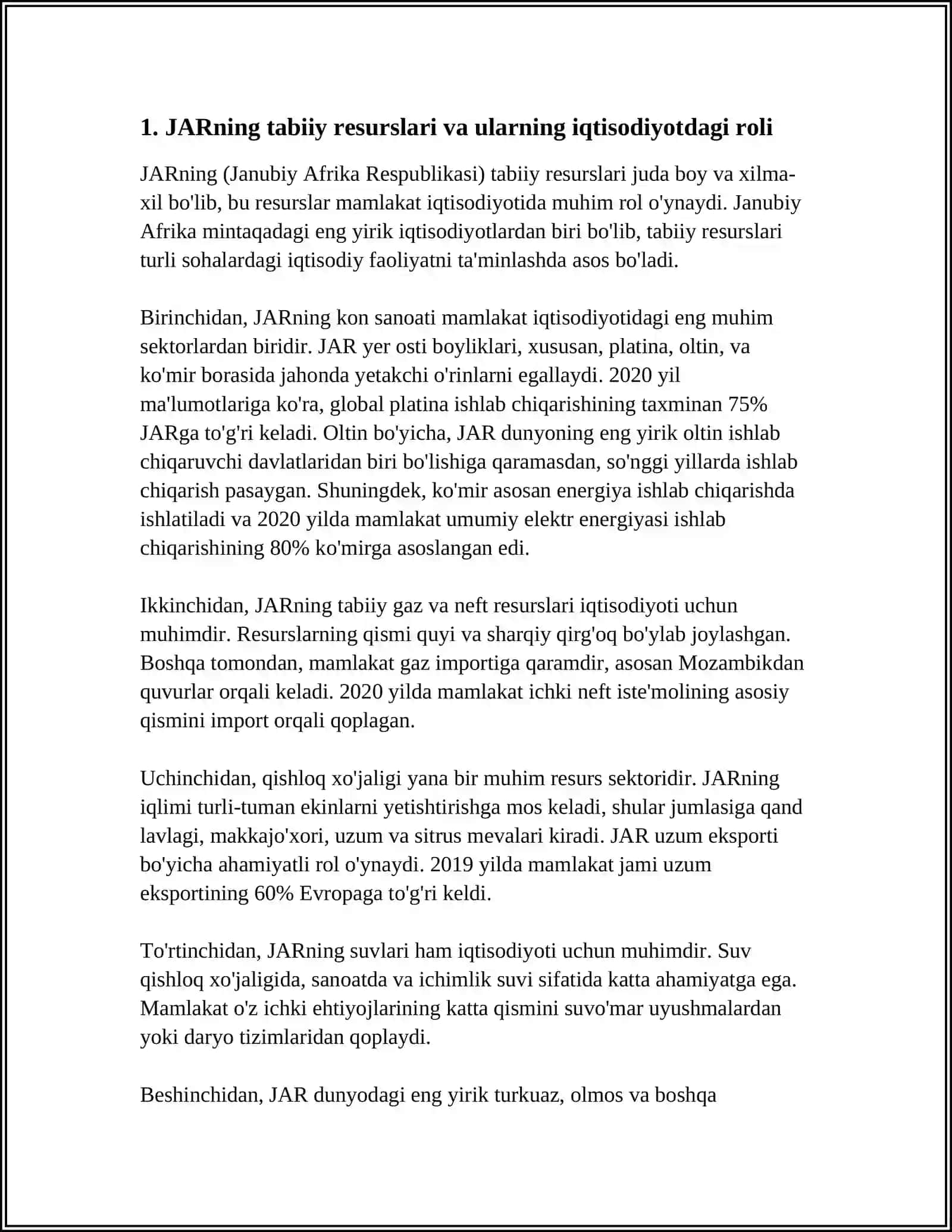 MUSTAQIL ISH Mavzu: JAR NING SIYOSIY, IQTISODIY, IJTIMOIY GEOGRAFIK XUSUSIYATLARI 3