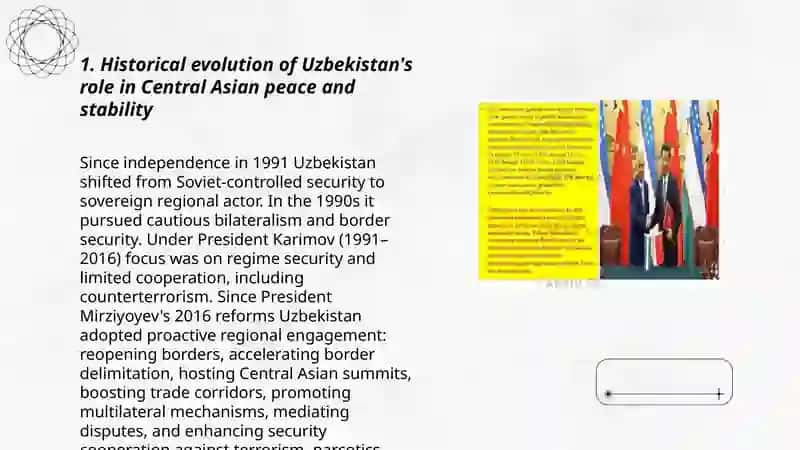 O'zbekistonning Markaziy Osiyoda tinchlik va barqarorlikni taminlashdagi o'rni 3