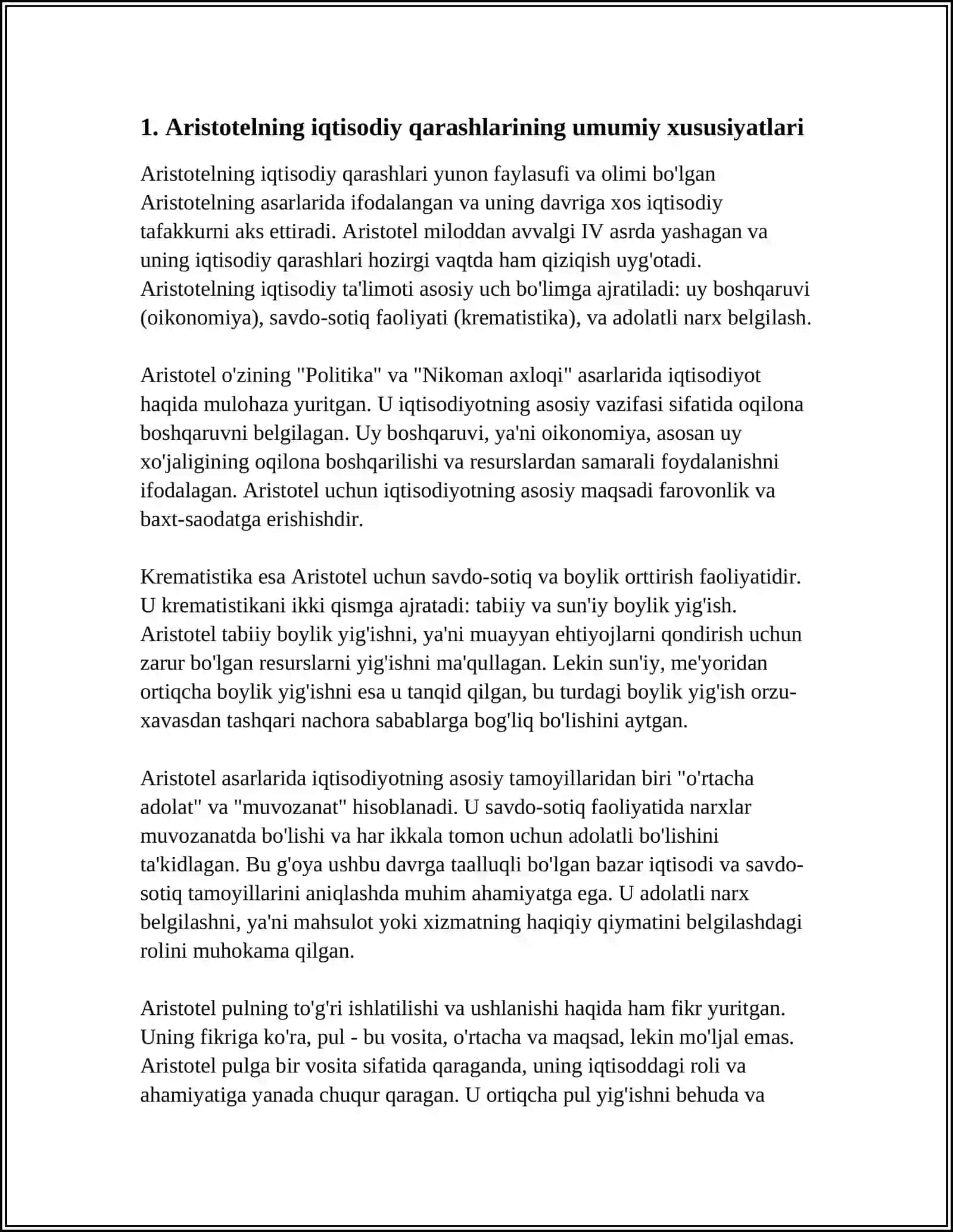 ARISTOTELNING IQTISODIY QARASHLARI 3