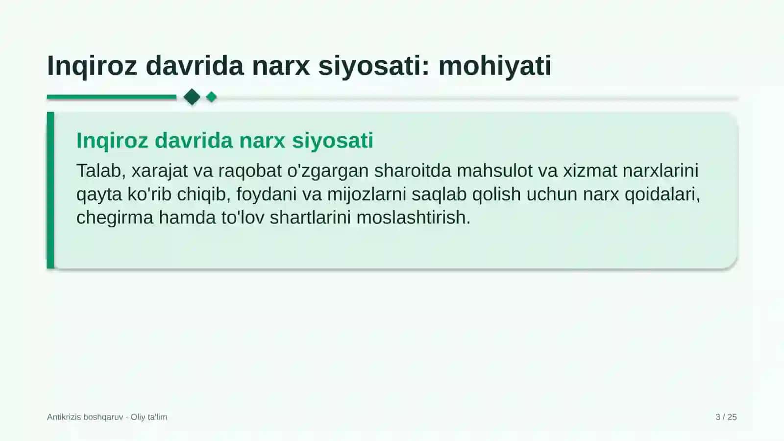 xolding kompaniyalarida inqiroz davrida narx siyosatini moslashtirish 9366 3