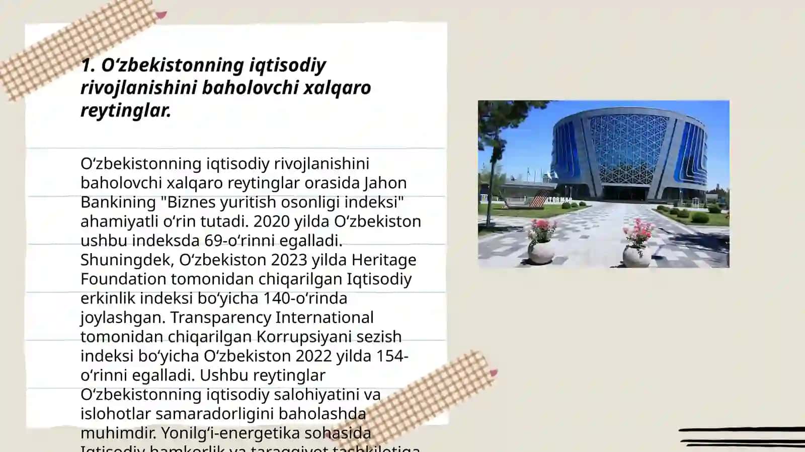 Oʻzbekistonning xalqaro reyting va indekslardagi oʻrni va nufuzini ortib borishi 3