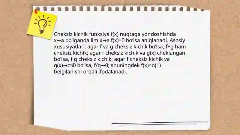 Cheksiz kichik va cheksiz katta funksiyalar. Funksiyalarni taqqoslash 3