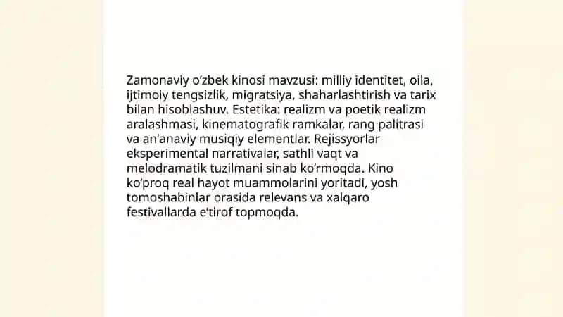 Zamonaviy o‘zbek kinosining mavzusi va estetikasi 3