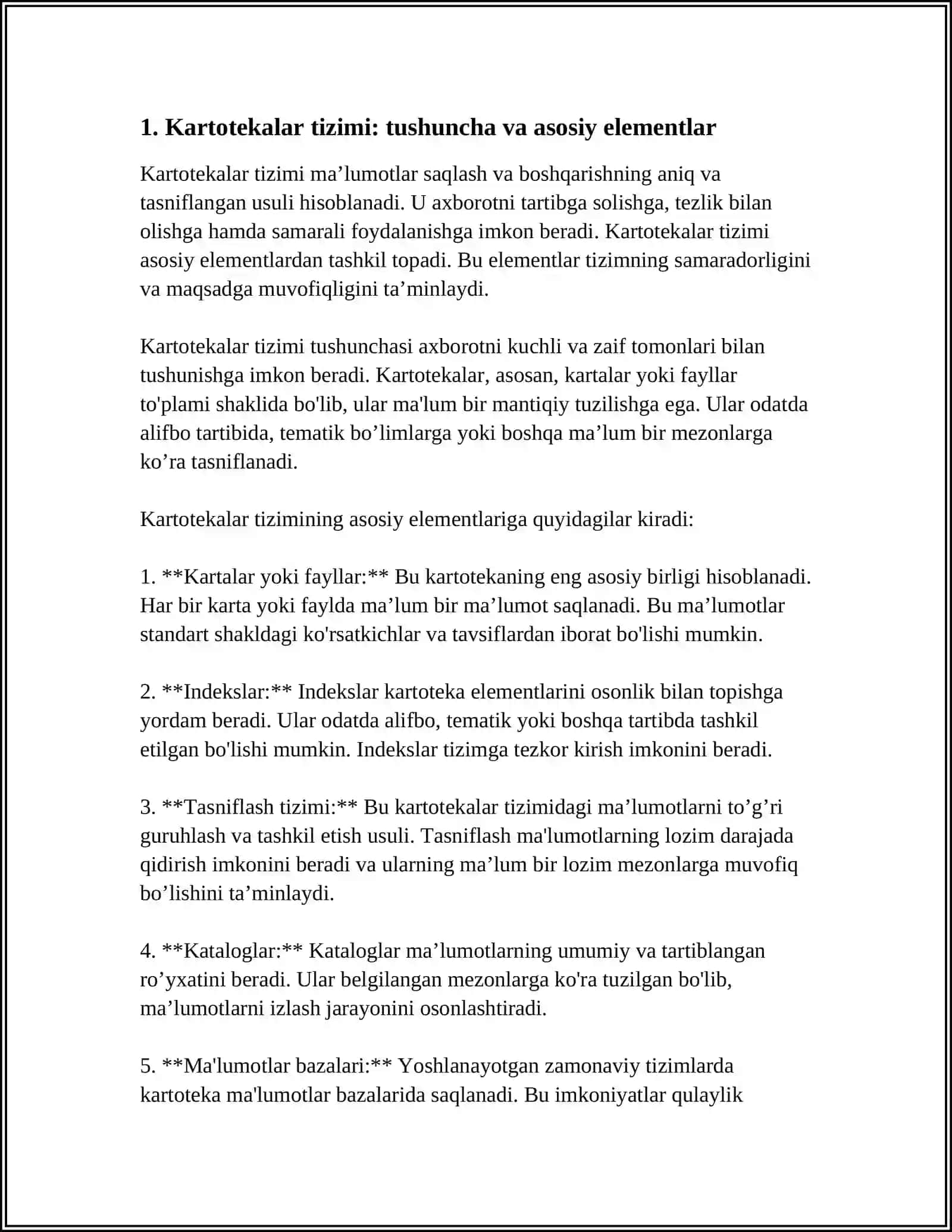 Kartotekalar Tizimi: Turlari, Vazifalari va Tuzish Prinsiplari 3