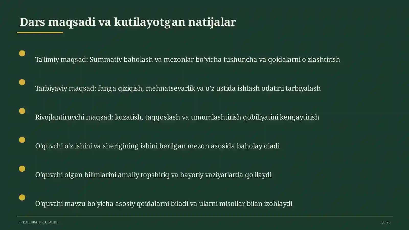 Summativ baholash va mezonlar 3