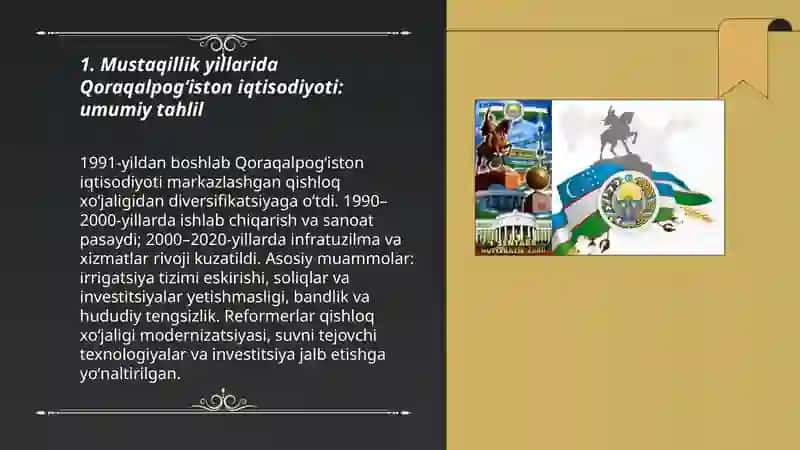 Mustaqillik yillari Qoraqalpogʻiston Respublikasining iqtisodiy yangilanishi 3