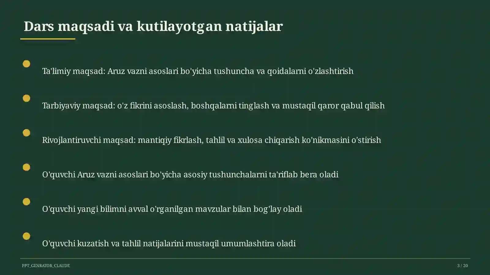 Aruz vazni asoslari (9-sinf) 3