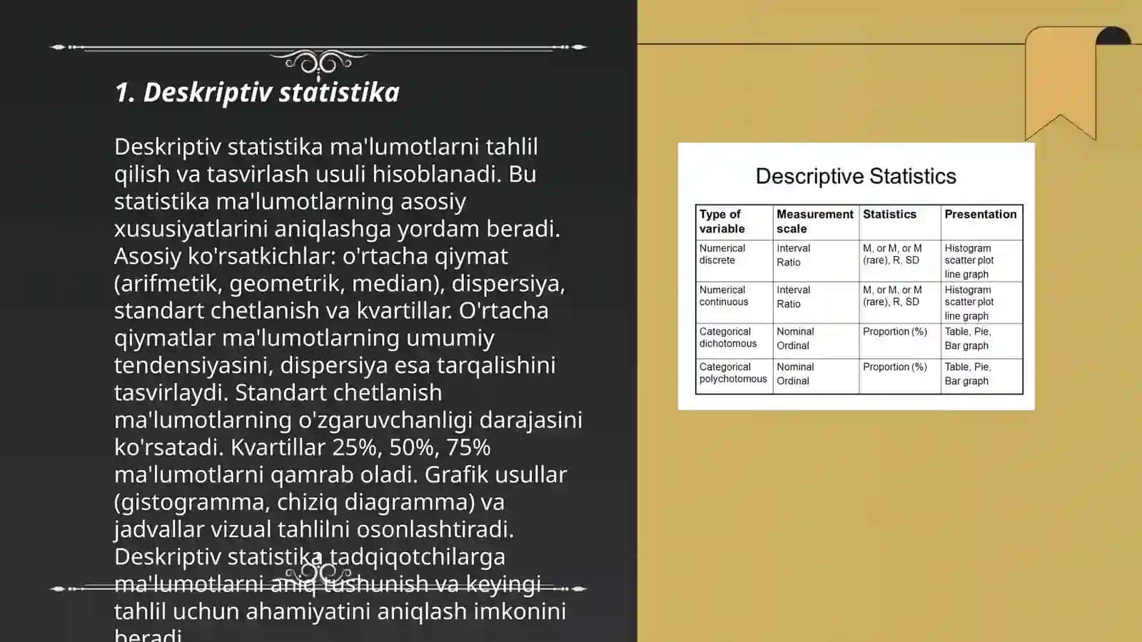 Psixolog tahlil va amaliyotda olingan natijalarni tahlil qilishning statistik usullari 3