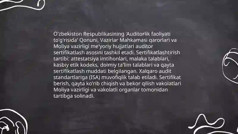 O'zbekiston Respublikasida auditorlik faoliyatini sertifikatlash tartibi 3