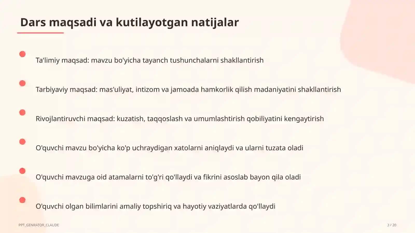 Dolzarb mavzular — maktab va o'qituvchilar (2026) — takrorlash darsi uchun 3