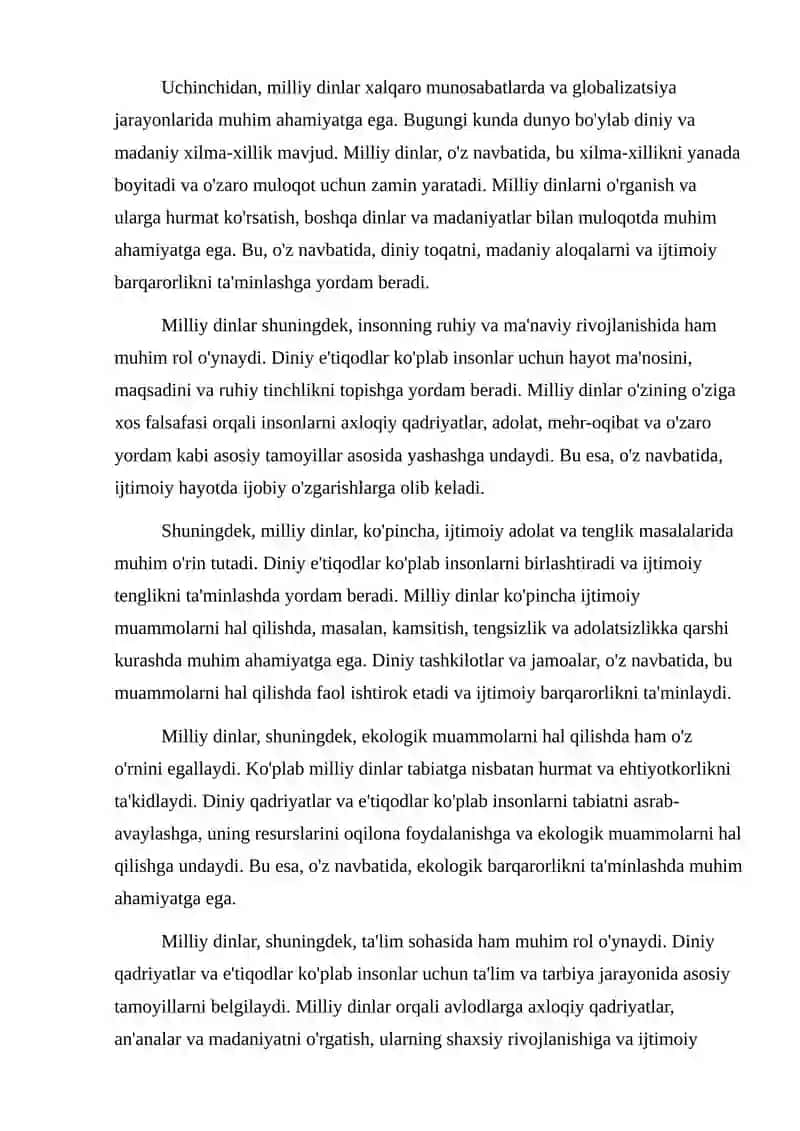 Milliy dinlar 3