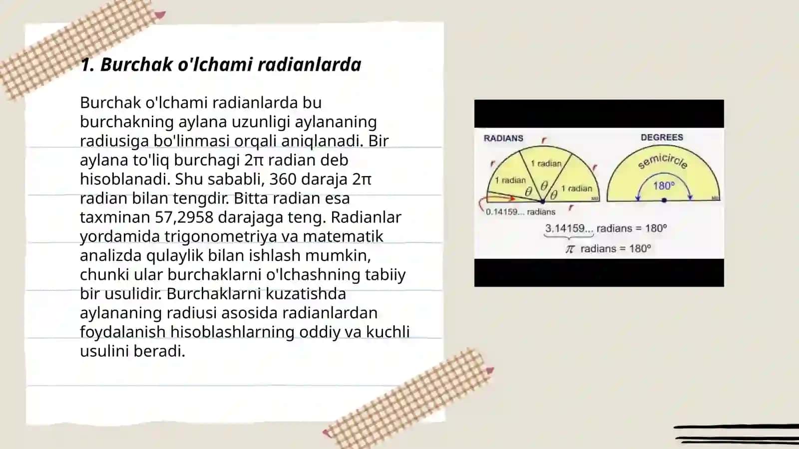 Burchakni radian ôlchovi 3