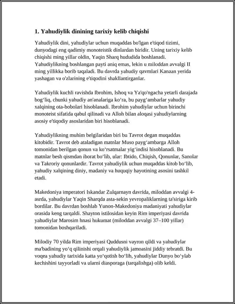 REFERAT Mavzu: YAHUDIYLIK DININING KELIB CHIQISHI 3