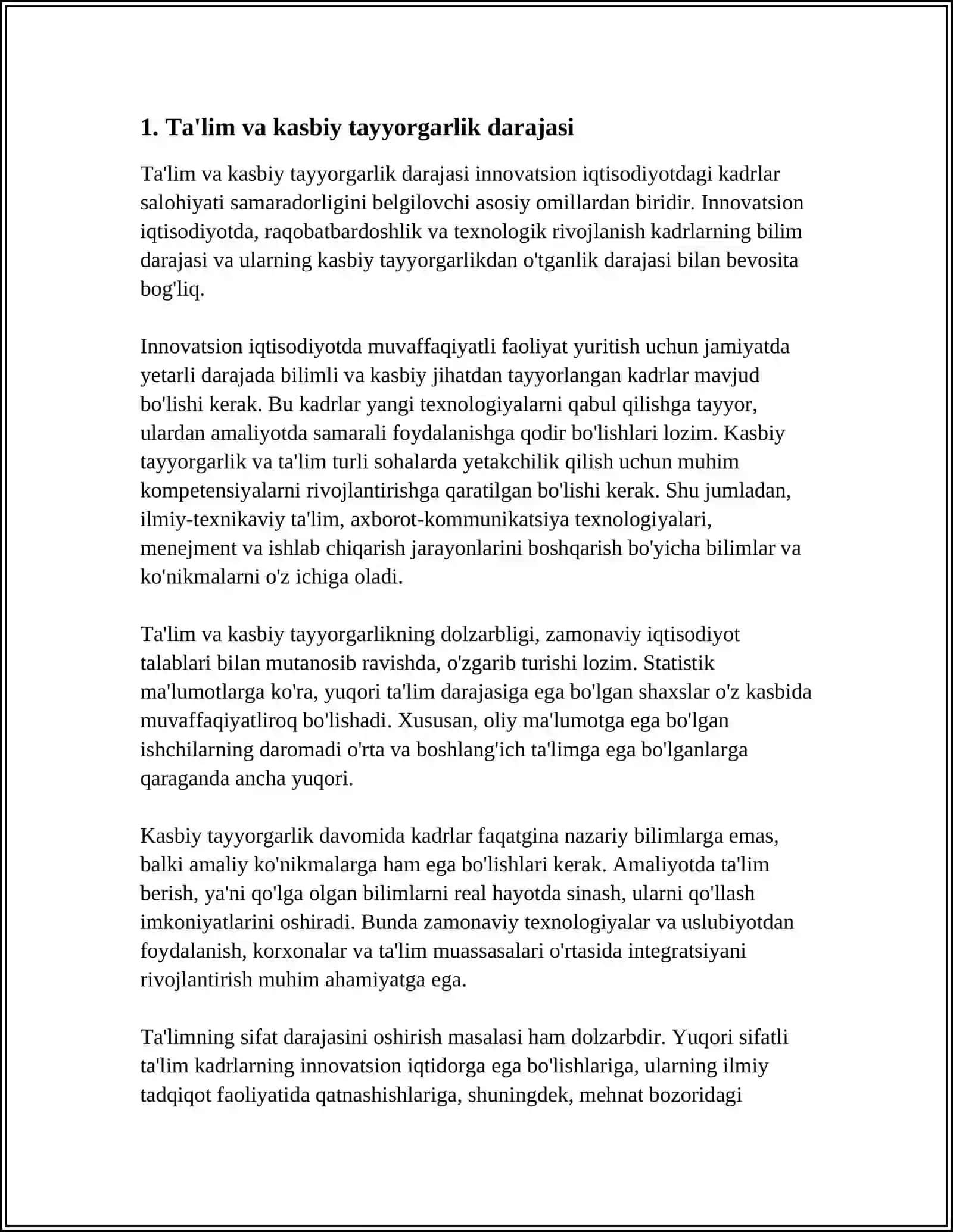 INOVATSION IQTISODIYOTDAGI KADRLAR SALOHIYATI SAMARADORLIGINI BELGILOVCHI OMILLAR 3