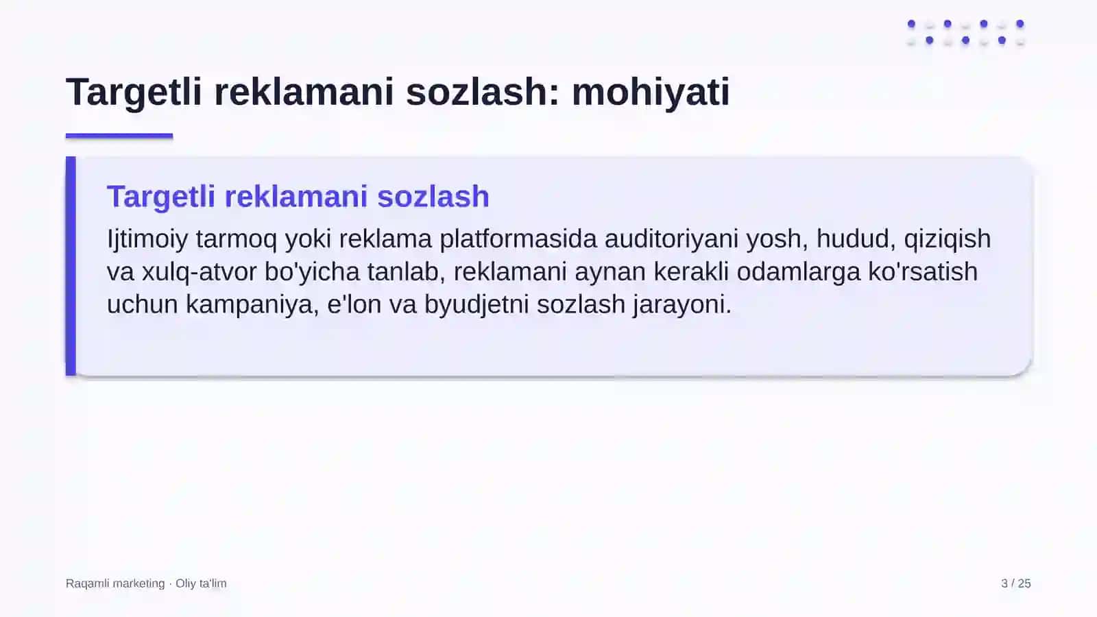 Elektron tijoratda targetli reklamani sozlash 3