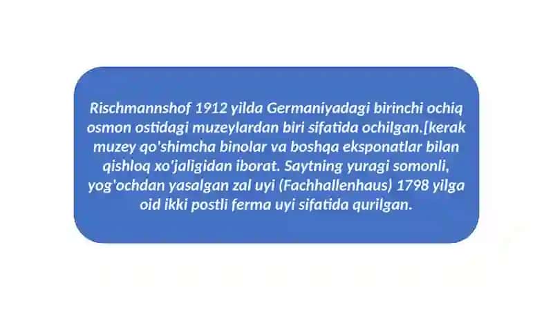 GERMANIYADA OCHIQ OSMON OSTIDAGI MUZEYLAR 3