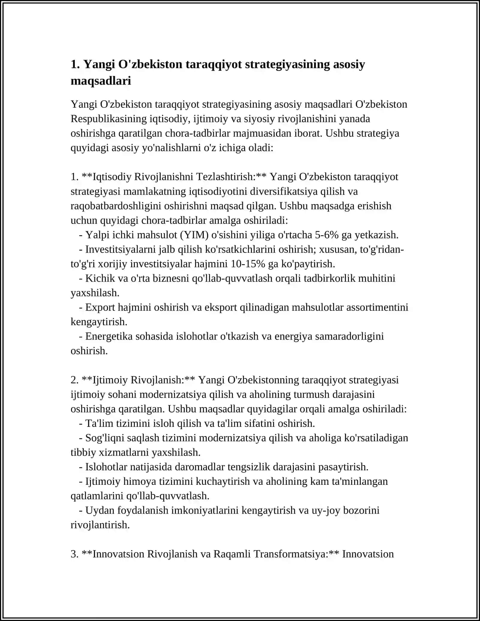 2022-2026 YILLARDA YANGI O'ZBEKISTONNI RIVOJLANTIRISH STRATEGIYASI UNING MOHIYATI VA MAZMUNI 3