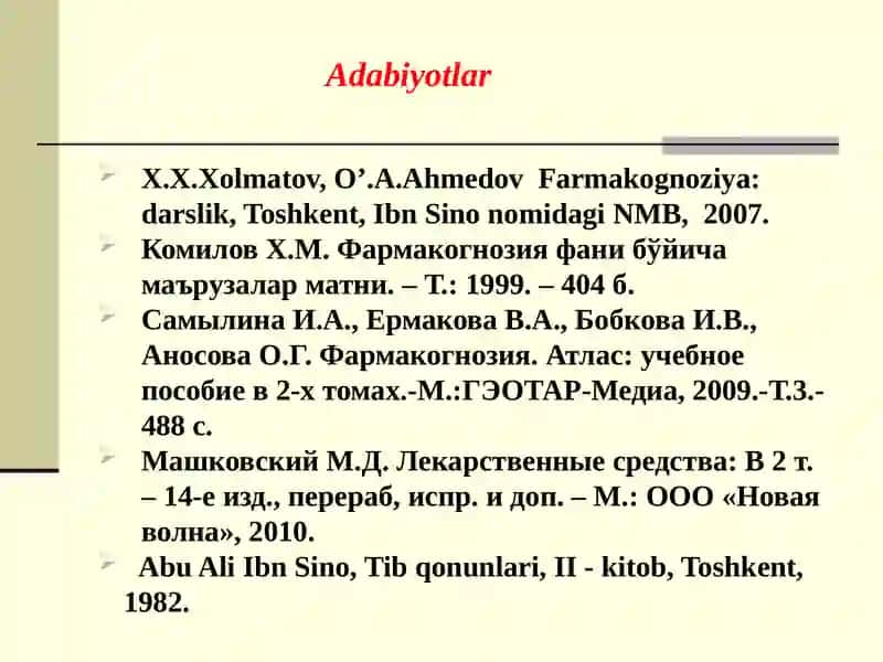 Dorivoryig’malar haqida 3
