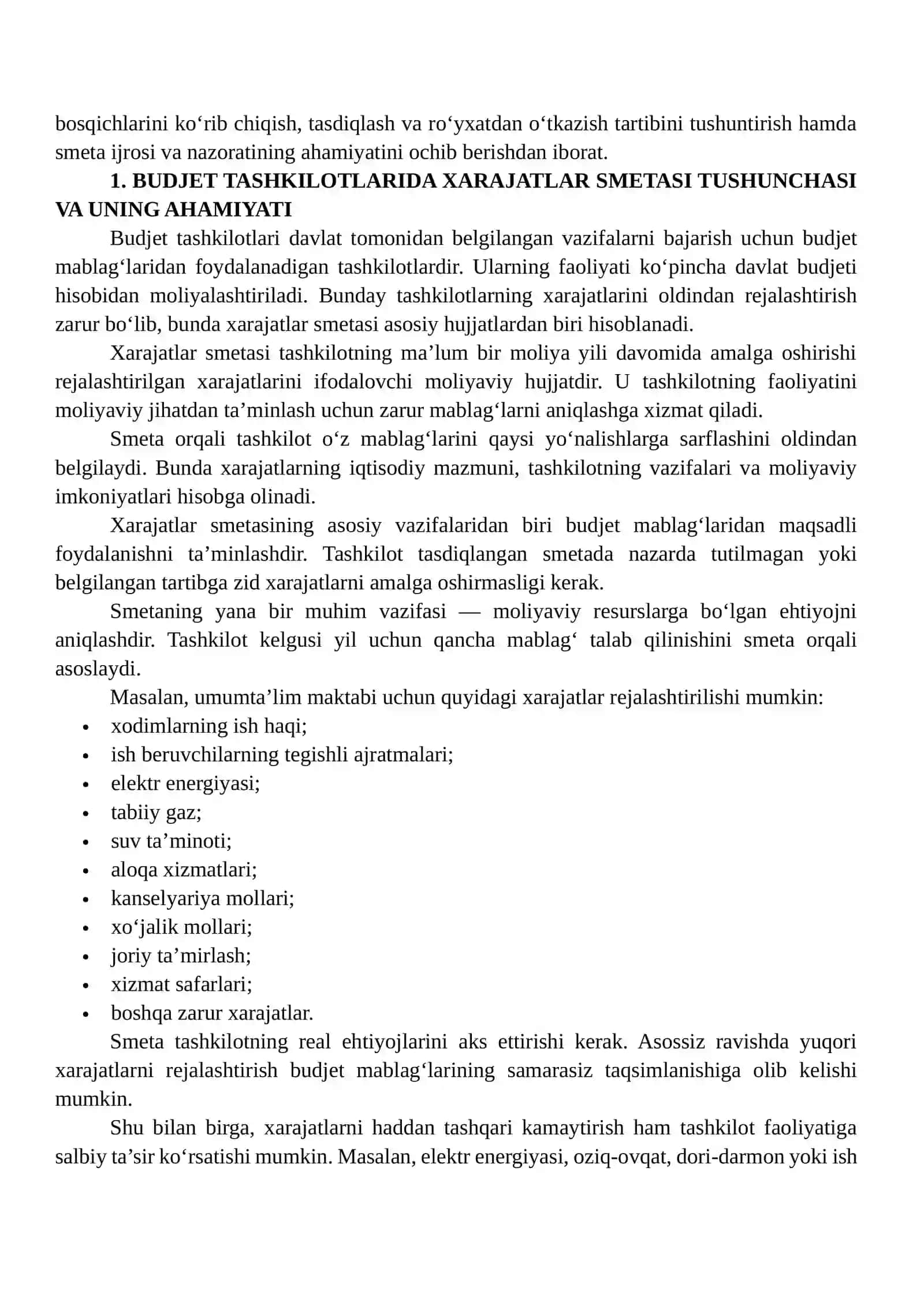 BUDJET TASHKILOTLARIDA XARAJATLAR SMETASINI TUZISH TARTIBI VA BOSQICHLARI 3