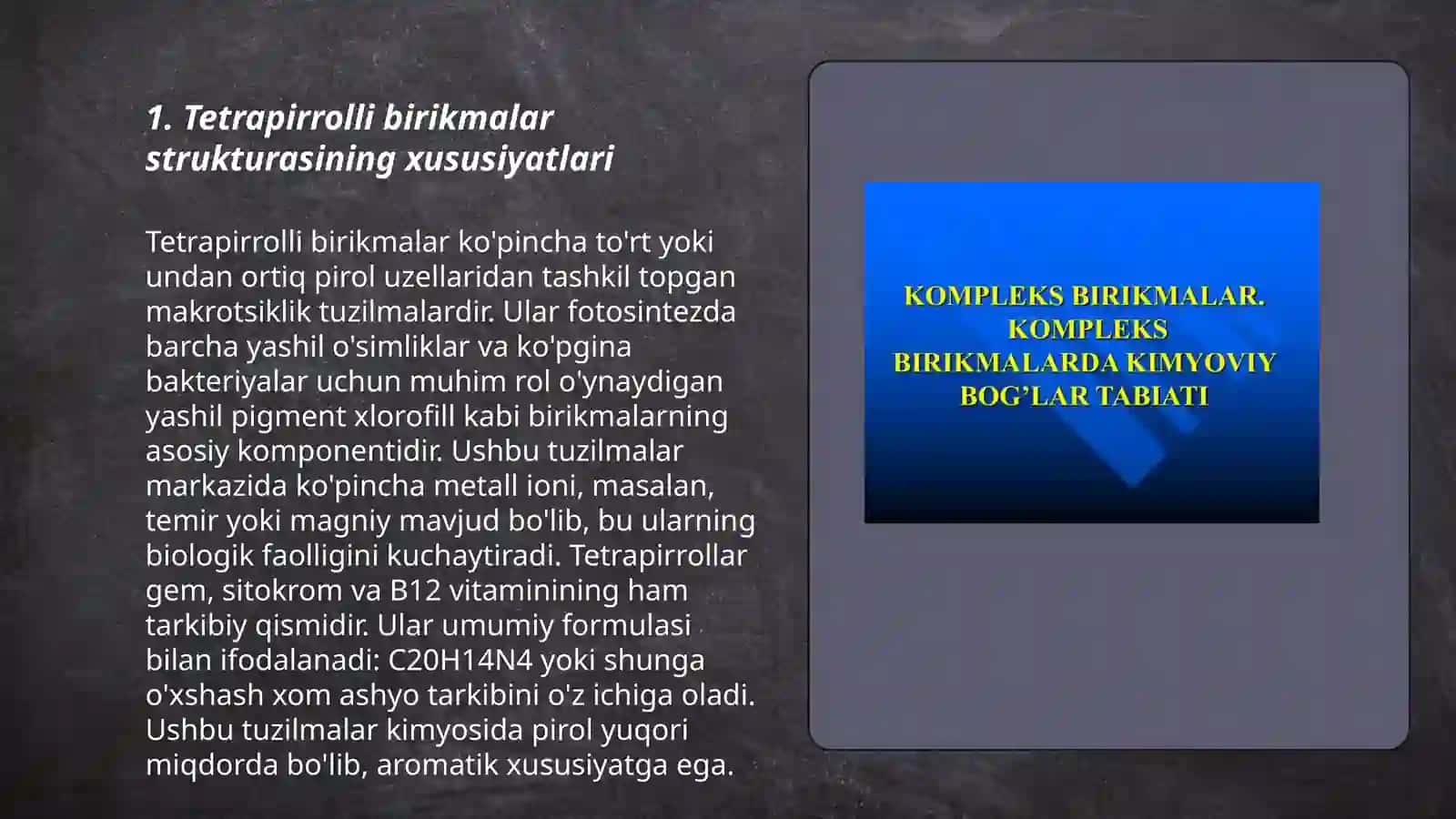 Tetrapirrolli birikmalar va metallofermentlar 3