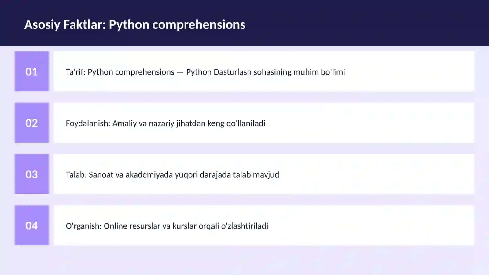 PYTHON DASTURLASH | Python comprehensions 3