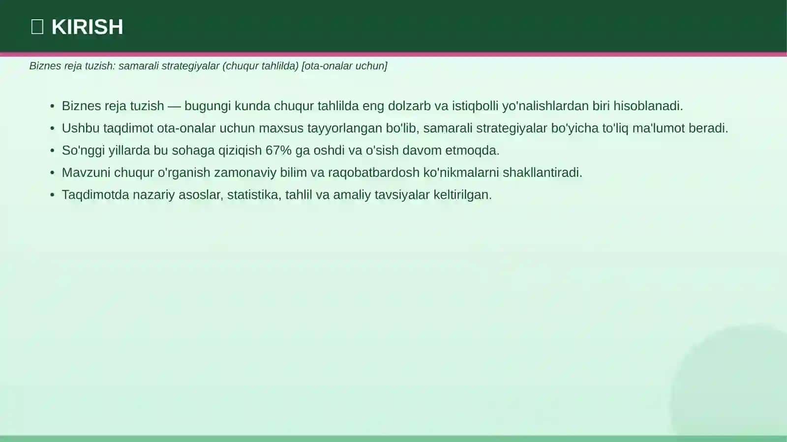 Biznes reja tuzish: samarali strategiyalar (chuqur tahlilda) [ota-onalar uchun] 3