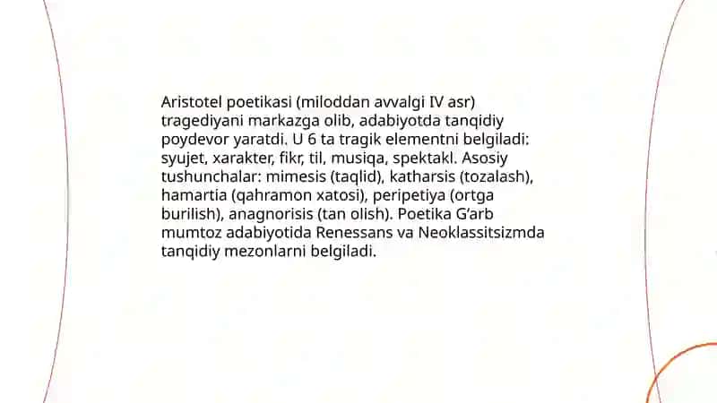 Aristotel poetikasi va G‘arb mumtoz adabiyotida tanqidiy poydevorlar 3