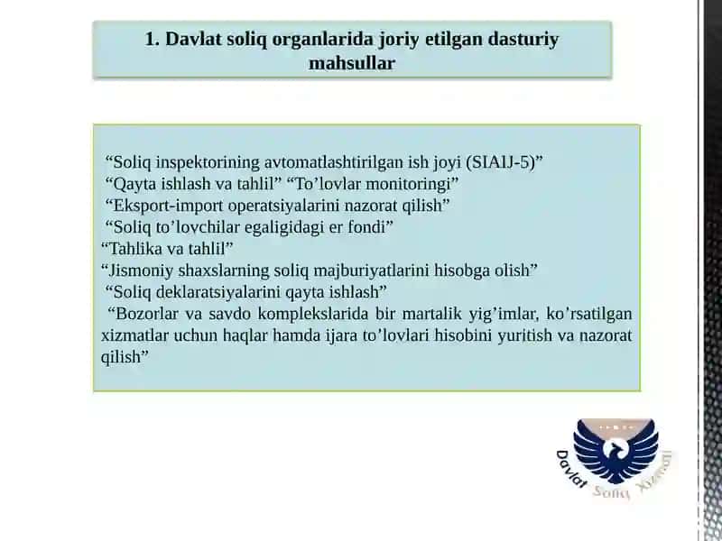 Davlatsoliq organlari dajoriy etilgan dasturiy mahsullar 3
